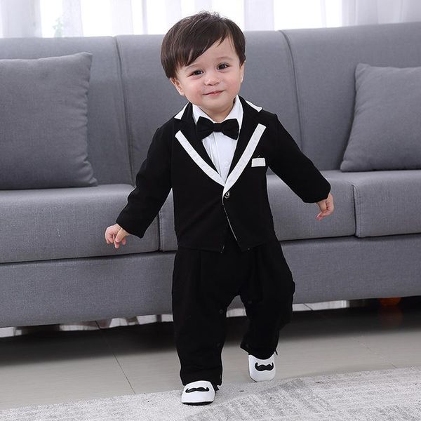

jumpsuits baby 100 days po clothing spring and autumn boy gentleman jumpsuit british style baby's bodysuit set 2 pieces, Blue