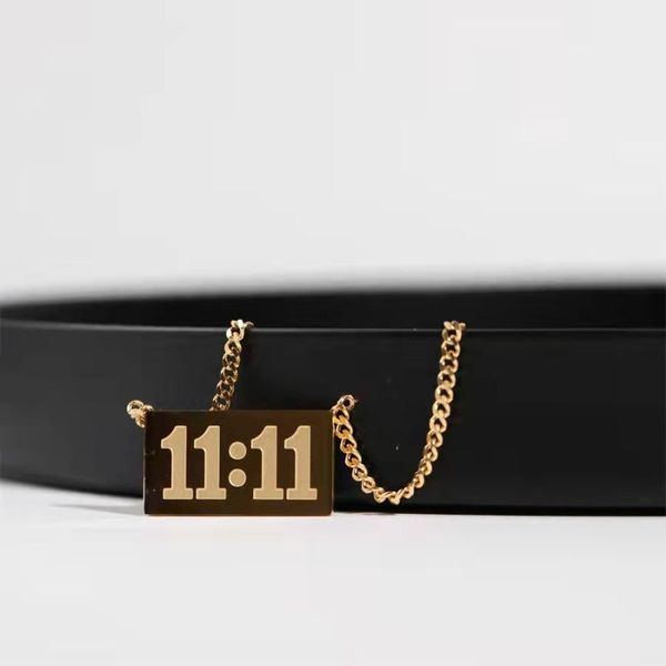 

pendant necklaces ins simple square number eleven stainless steel gold color plated letter necklace clavicle chain for women girl party jewe, Silver