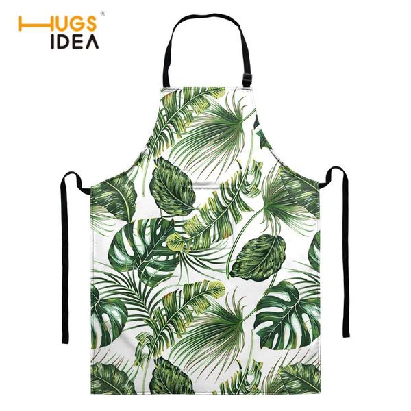 

tropical monstera pattern printing cleaning apron for home and kitchen adjustable length antifouling apron tablier cuisine