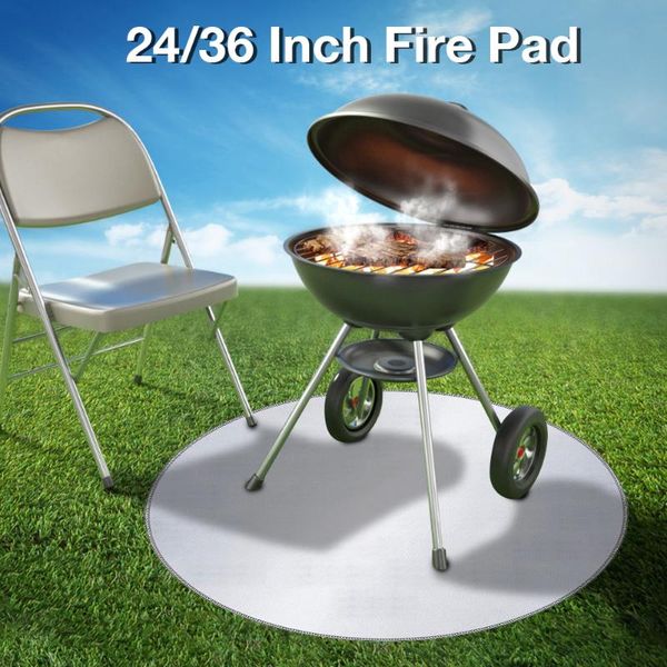 

fire pit mat fireproof grill mat protector round 24/36inch for outdoor patio wood burning gas fire pits pad grass bbq protector