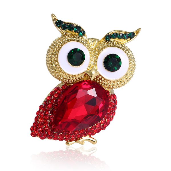 

factory new creative crystal glass owl simple clothing accessories brooch christmas