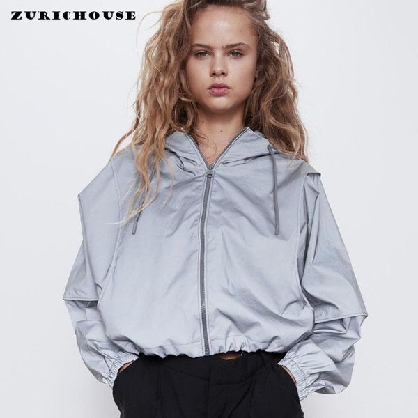 

women's jackets zurichouse 2021 reflective jacket women short fashion retractable portable sun uv protection clothing spring summer hoo, Black;brown