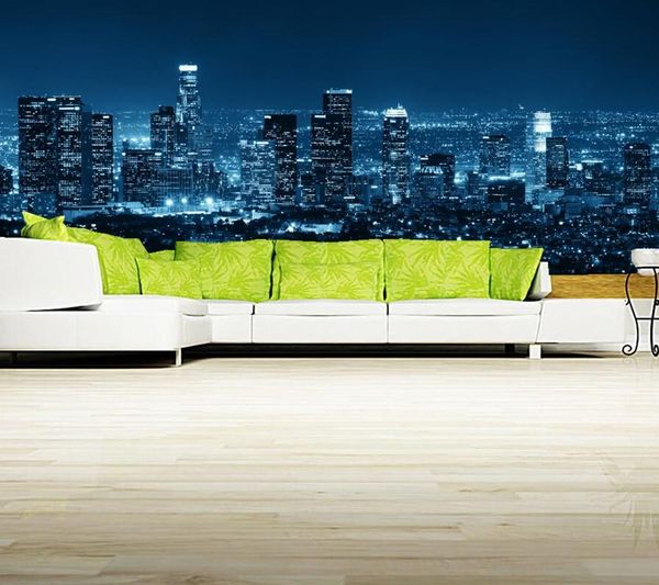 

losangeles skyscraper night city wallpaper papel de parede,restaurant living room tv sofa wall bedroom 3d wallpaper custom mural