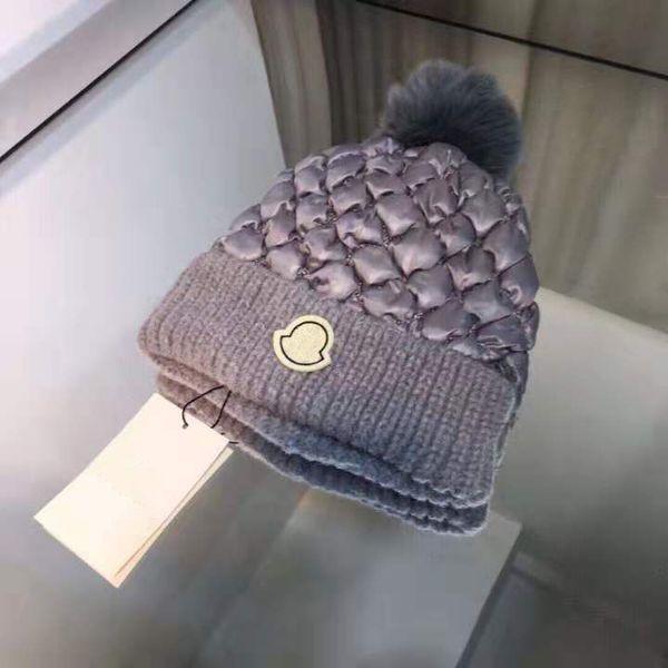 

winter ball knitted hat for men women fashion hip hop letter skull beanie caps casual warm thick wool bonnet leather cap, Blue;gray