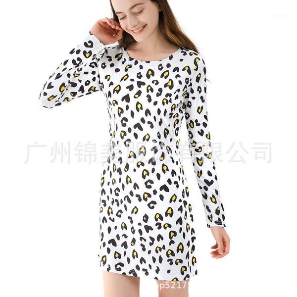 

casual dresses donsignet fashion women's dress summer round neck pullover polka dot printing slim long-sleeved, Black;gray