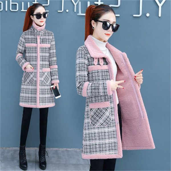 

female 2021 new winter thickening velvet plaid cotton jacket tendency lady 5ku8, Tan;black