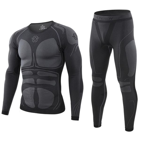 

men's outdoor hunting tactical clothing military sport long johns thermal underwear set for men, Gray