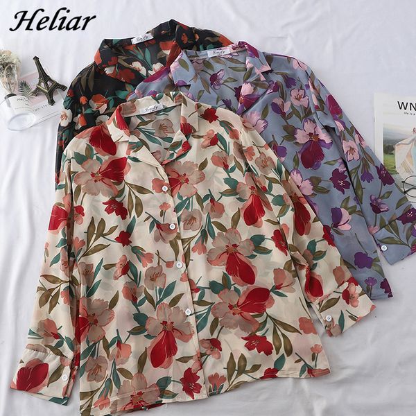 

2021 new buttoned up v-neck floral printed blouse femme office lady loose shirt female summer for women pmit, White
