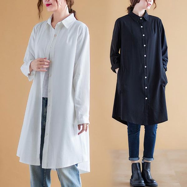 

women's trench coats #9085 cotton linen windbreaker coat for women large size spring summer long ladies white black thin single breast, Tan;black