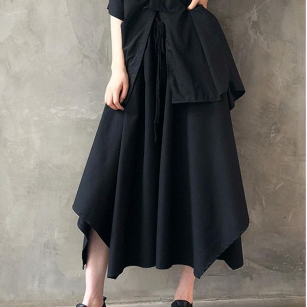 

women's pants & capris 2021 spring summer arrivals high waist solid color women loose casual irregular ankle length wide leg v745, Black;white