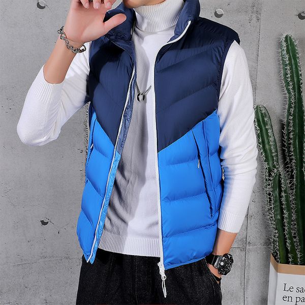 

down cotton autumn and winter shoulder youth bread jacket vest waistcoat men's printable, Black;white