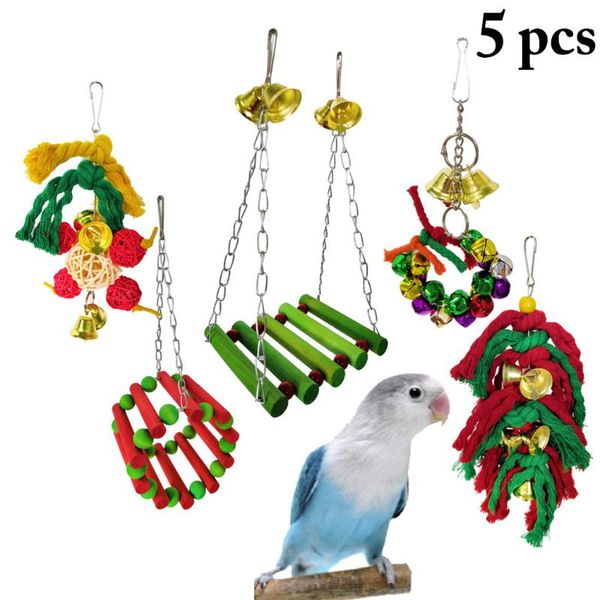 

other bird supplies 5pcs chew toy parrot parakeet budgie cockatiel cage hammock swing hanging for pet toys stand