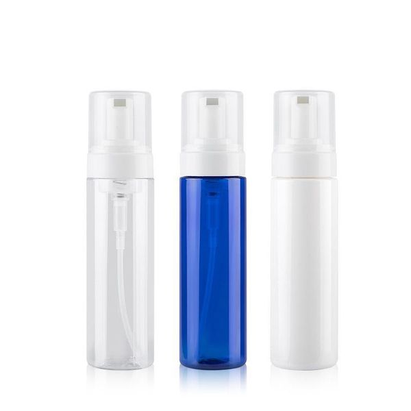 

200ml white/clear/blue plastic foam bottle refillable foaming pump package bottles soap mouss liquid dispenser container