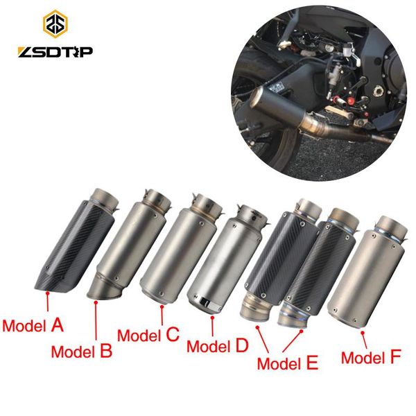 

motorcycle exhaust system zsdtrp titanium alloy 60/51mm universal pipe racing sc gp carbon fiber with sticker