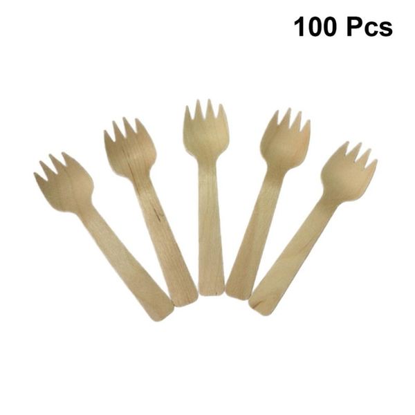 

forks 100 pcs wooden eco-friendly tableware party supplies for dessert cake