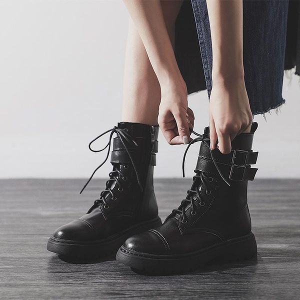 

women motorcycle boots new autumn winter fashion solid color boots women comfortable female, Black