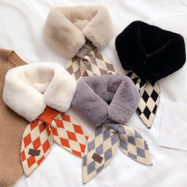 

scarves fashion soft women faux fur collar scarf plush neck warmer winter foulard ladies skinny fluffy shawl wrap gift, Blue;gray