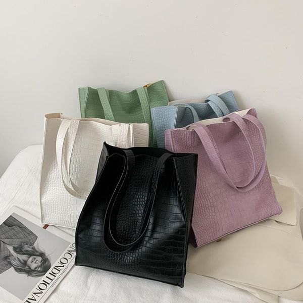 

new alligator leather shoulder bags fashion women casual totes bag large capacity lady's wild handbags leisure shopping bag