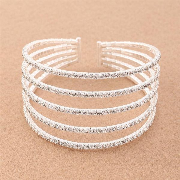 

bangle luokey vintage silver color wide wrap open cuff bangles for women gift trendy india wedding rhinestone bracelets jewelry, Black