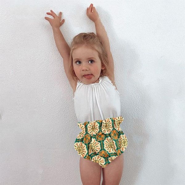 

shorts toddler baby girl pants basic plain crushed print bloomers loose cartoon printing cotton born infant clothing, Black