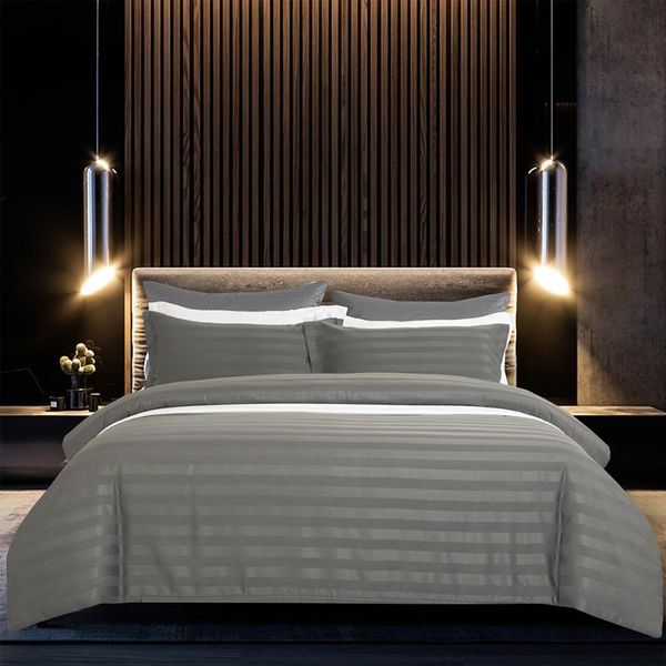 

bedding sets simplicity satin strips linens high style solid set soft bed linen quilt duvet cover bedroom for home el