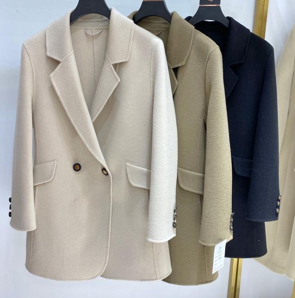 

small suit collar coat double-sided all-sheep cloth coat female han edition of new fund of 2021 autumn winters is chic, Black