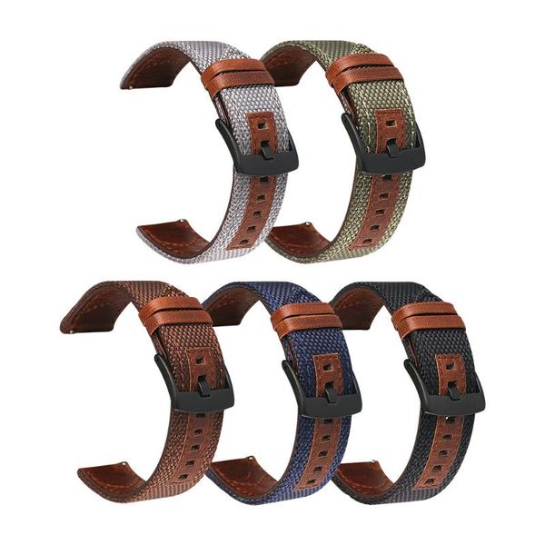 

watch bands 20mm 22mm 24mm retro nylon strap is suitable for samsung gears2 / s3 moto huami smart, Black;brown
