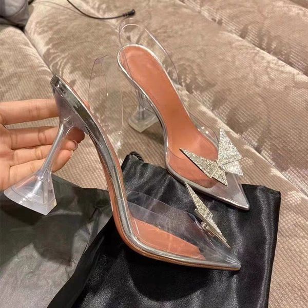 

80% off store online women shoes spring and summer new butterfly water drill button pointed high-heeled sandals women's crystal heel sh, Black