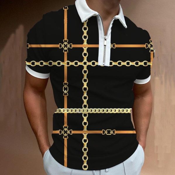 

men's polos retro summer men shirt short sleeve oversized loose zipper color matching clothes luxury male tee shirts asian size, White;black