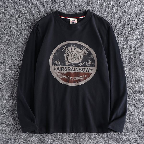 

autumn 2021 new european and american geomantic skull print retro round neck long sleeve t-shirt for men 0429 7rkv, White;black