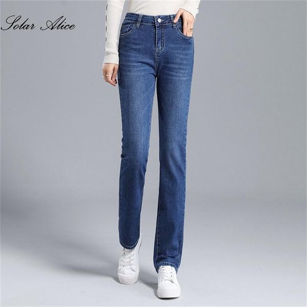 

women's jeans 2021 fall/winter straight high waist slim casual pants, Blue
