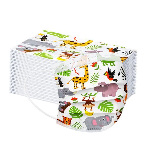 

neck ties children's cartoon breathable mask disposable three-layer protective cover facemask for women men face party decoration, Blue;purple