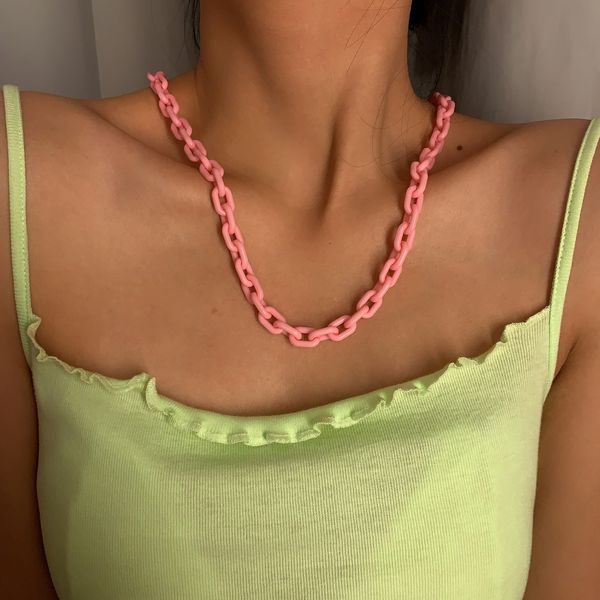 

jewelry creative nightclub fashion women's long neck chain personalized street shooting acrylic necklace, Silver