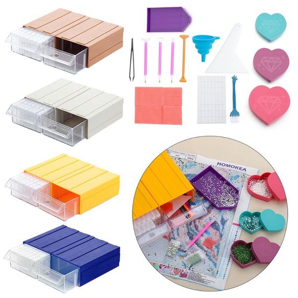 

diamond painting 1set 5d pen beads storage container case with detachable drawers drill tray bead jar clay