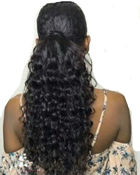 Bonita Kinky Curly Curly Cabelo Humano Mulheres Curly Clip Cordilheira Remy Pônei Tails Hairpieces Natural 1B clipe em extensão de cabelo humano 140g