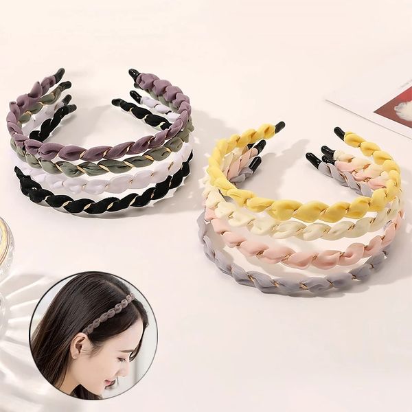 

fashion weaving shape headbands for women girls handmade organza hairbands bezel hair hoop accessories headwear, Slivery;white