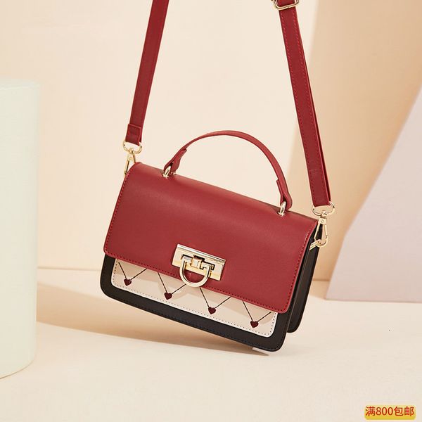

handbag women's bag 2021 fashion single shoulder messenger contrast color foreign style korean small square, Black;red