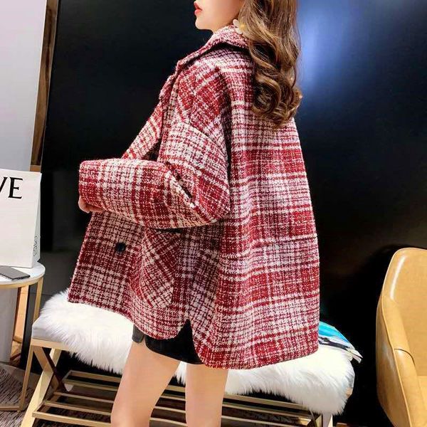 

women's wool & blends heydress winter korean overcoat women vintage woolen loose coats female double breasted turn-down collar warm out, Black