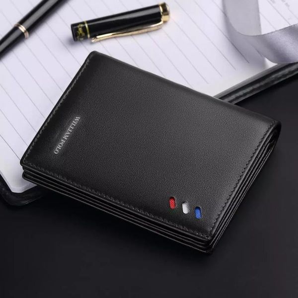 

wallets men leather purse luxury card package genuine men's design short, Red;black