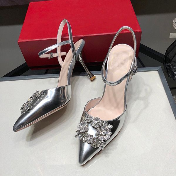 

latest women summer sandals stiletto high heel square head sandals empty back sandals with hasp wedding party shoes, Black