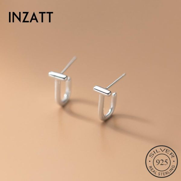 

stud inzareal 925 sterling silver geometric letter t earrings for fashion women minimalist fine jewelry punk accessories, Golden;silver