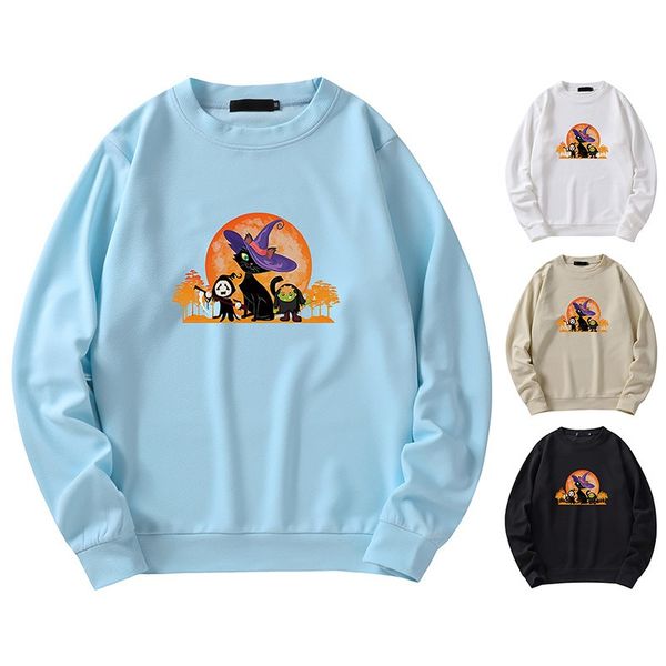 

2021 men sweatshirt halloween fashion cat print hoodie, Black