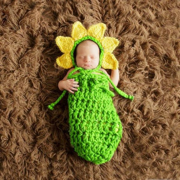 Новорожденный спальный мешок оранжевый помидор солнцезащитный солнцецвет фото реквизит младенческой хлопчатобумажной теплым рукоятка вязаный ручной свитер подарок сувенир