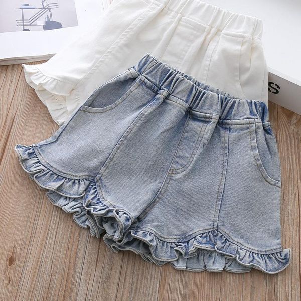 

2021 summer girls shorts baby girl ruffles denim short wholesale children clothes, Black