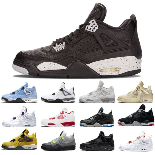 

new basketball shoes 4s man woman black cat court purple university red neon bred alternate orange metallic white cement pure money size 36-