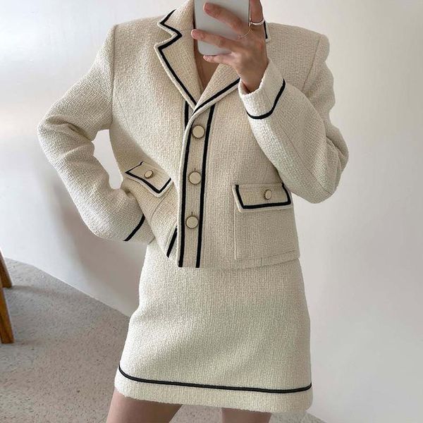 

women's jackets elegant office ladies turn down collar tweed jacket women, Black;brown