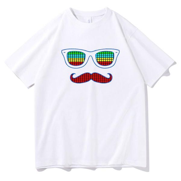 

men's t-shirts sound active equalizer el t-shirt flashing music activated led t shirts light up down tshirt men women vintage tee, White;black