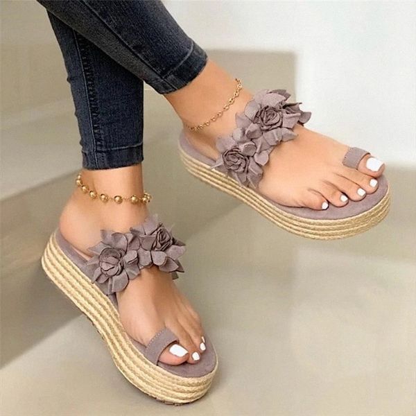 

2020 woman slippers lady platform flower slippers casual beach flip flops sandals women sandals summer high heel y5ha#, Black