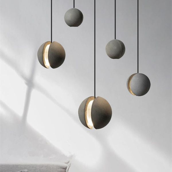 

pendant lamps round concrete lamp cafe bar dining room kitchen island lights loft industrial vintage ball fixtures