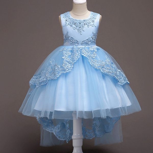 

kids bridesmaid flower girls wedding dresses for party dress summer children clothes princess dress for girls 8 10 12 year 210303, Red;yellow